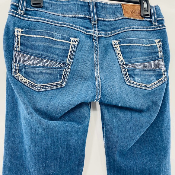 BKE Buckle Stella Stretch Cropped Jean Bling Rhinestone Pockets Med Wash Size 26 - Picture 8 of 10